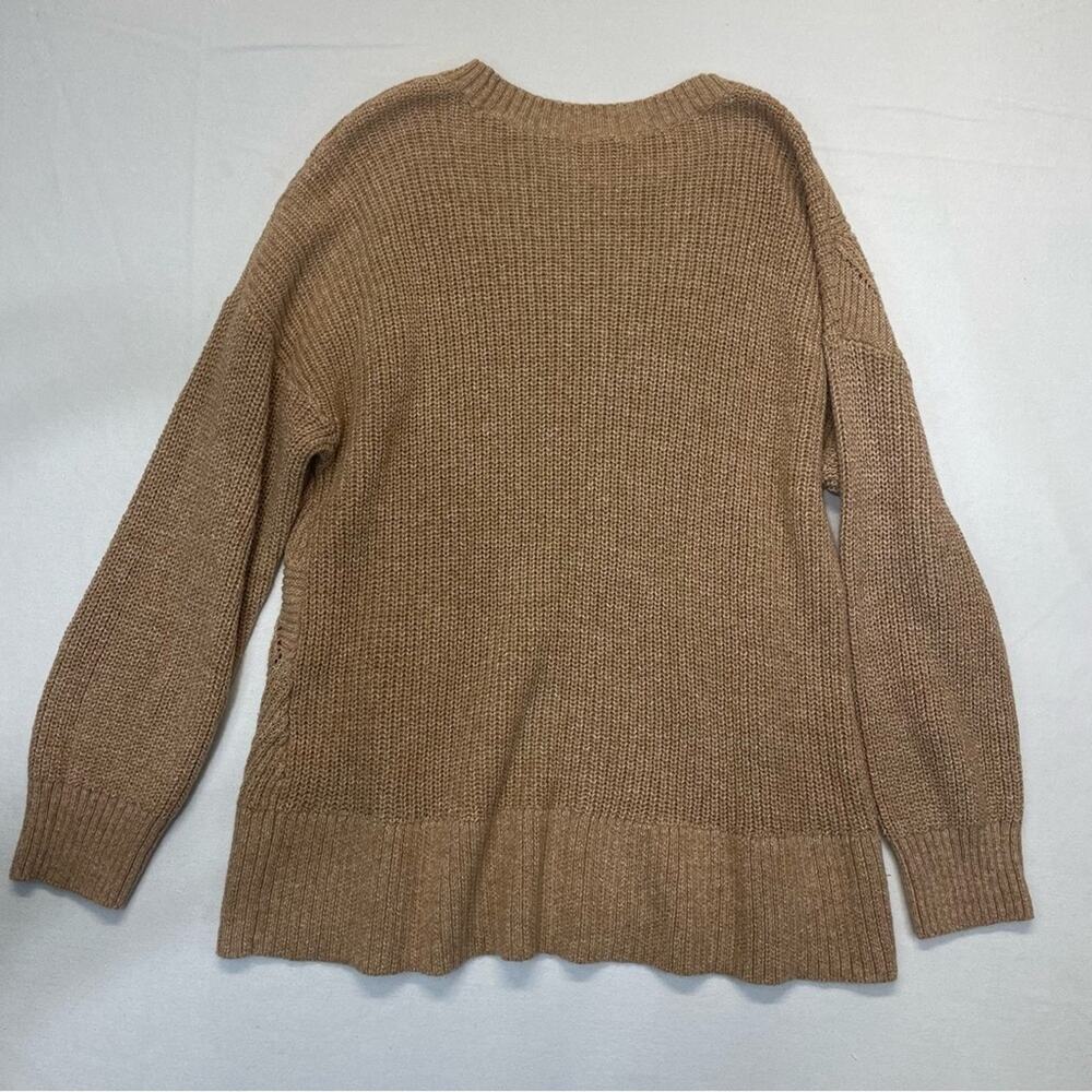 Sonoma Womens XXL Chunky Knit Sweater Tan Diamond Stitch Oversized Crewneck - Picture 3 of 7